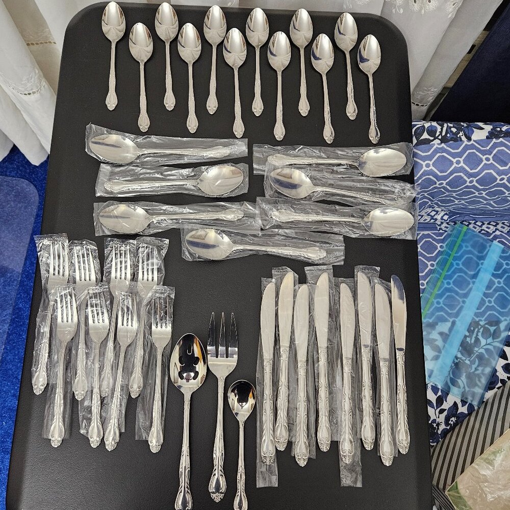 Vintage National Stainless Korea Flatware - 35 pcs. + 3 Serving Pcs.